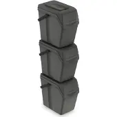 OEM Stapelbarer Abfalleimer für Mülltrennung, 3x25L Volumen, grau, mit Griff
