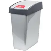 Markenlos Abfallbehälter mit Klappdeckel und Soft-Touch, 10 l, Lichtsilber