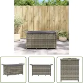The Living Store Gartenbank mit Kissen Grau 116x46x57 cm Poly Rattan