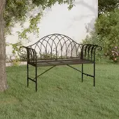 The Living Store 2-Sitzer-Gartenbank 128 cm Schwarz Stahl