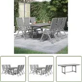 The Living Store 7-tlg. Garten-Essgruppe Massivholz Akazie