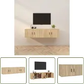 The Living Store TV-Wandschränke 2 Stk. Sonoma-Eiche 80x34,5x40 cm