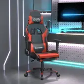 The Living Store Gaming-Stuhl mit Fußstütze Schwarz und Rot Kunstleder