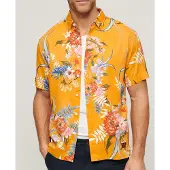 Superdry für Herren. M4010353A Hawaii-Hemd gelb (L), Lässig, Modal, Kurzarm