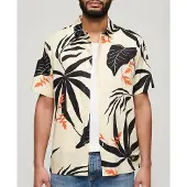 Superdry für Herren. M4010353A Beigefarbenes Hawaii-Hemd (L), Lässig, Baumwolle, Kurzarm