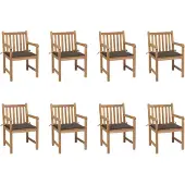 The Living Store Gartenstühle 8 Stk. mit Taupe Kissen Massivholz Teak