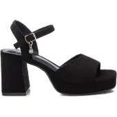 Xti für Damen. 14147101-NEGRO Frau Antelina Ledersandalen Schwarz (36), 5 bis 8 cm, Wildleder, Schnalle, Lässig, Party