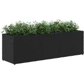 vidaXL Hochbeet mit 3 Fächern Schwarz 105x30x32 cm Poly Rattan