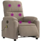 vidaXL Massagesessel Elektrisch Taupe Mikrofasergewebe