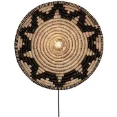 Good&Mojo Wandlampe Andros, schwarz/natur, Stecker, Ø 45cm