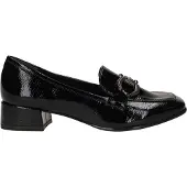 Tamaris Slipper , Damen, Gr. 37, Synthetik Textil, schwarz, Lacksynthetik, aufgeraut, glänzend, unifarben, Schuhe Slipper, Blockabsatz, Slipper, Businessschuh mit modischer Zierspange, Topseller