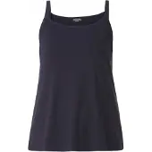 Base Level Curvy Spaghettitop "Alexa", Damen, Gr. 50, blau (marine), Jersey, Obermaterial: 94% Viskose, 6% Elasthan, unifarben, figurbetont hüftbedeckend, Tops Spaghettitop, Verstellbare Träger