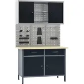 The Living Store Werkbank mit 3 Werkzeugwänden und 1 Wandschrank