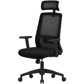 ML-Design Bürostuhl ergonomisch, Schwarz, aus Mesh, mit Verstellbarer Kopfstütze