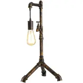 LUCE Design Große Tischlampe AMARCORD in Industrial Wasserrohr Optik, Rost