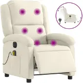 vidaXL Massagesessel Elektrisch Creme Samt