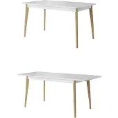 Feldmann-Wohnen Esstisch Küchentisch Holztisch 140x75cm ausziehbar weiß riviera eiche