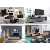Hm Helvetia Wohnwand Anbauwand Schrankwand Modern 3-teilig Grifflos Schwarz Matt 73548459