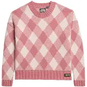 Superdry für Damen. W6110574A Rosa Pullover mit Argyle-Muster (XL), Lässig, Acryl