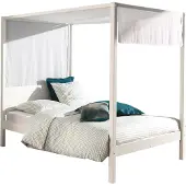 Vipack Himmelbett "Pino, Kiefer massiv weiß lackiert, Made in Europe, zeitloses Design", weiß (kiefer massiv, weiß lackiert), B:148cm H:191cm L:208cm, Betten, Himmelbett, wahlweise mit Textil-Himmel
