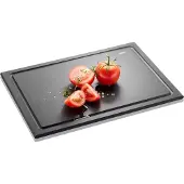 GEFU Schneidebrett "SLIZE", schwarz, B:25cm H:0,9cm L:37cm, Holzpapierfaser, Schneidebretter, Schneidebrett, Holzverbundstoff aus 80 % recyceltem Material, Saftrille