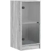 vidaXL Beistellschrank mit Glastüren Grau Sonoma 35x37x75,5 cm