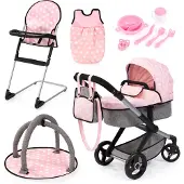 Bayer 1100000002199 "Xeo Deluxe, rosa", rosa, Puppenwagen, KinderB:37cm H:73cm T:68cm, Kunststoff, Metall, Stoff, 1100000002199, B:37cm H:73cm T:68cm