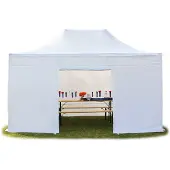 TOOLPORT 3x4,5m Aluminium Faltpavillon, inkl. 4 Seitenteile, weiß