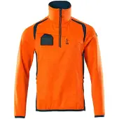 Mascot Herren Fleecepullover mit kurzem Reißverschluss ACCELERATE SAFE Hi-vis Orange / Dunkelpetroleum S - 19303-316-1444-S - Hi-vis Orange / Dunkelpetroleum