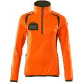 Mascot Damen Fleecepullover mit kurzem Reißverschluss ACCELERATE SAFE Hi-vis Orange / Moosgrün L - 19353-316-1433-L - Hi-vis Orange / Moosgrün