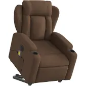 vidaXL Elektrischer Massagesessel mit Aufstehhilfe Braun Stoff