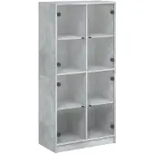 vidaXL Highboard mit Türen Betongrau 68x37x142 cm Holzwerkstoff