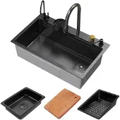ML-Design Spülbecken aus Edelstahl, Anthrazit, mit ausziehbarem Wasserhahn