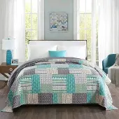 OEM Einfarbene Polyester Bettwäsche 1 Persoon Grün/Grau 150x200cm