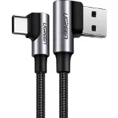 UGREEN abgewinkeltes USB-A-auf-USB-C-Kabel 3A, 1 m - Grau