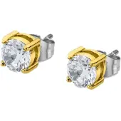 Lotus Paar Ohrstecker "Men's Earrings", edelstahlfarben, gelbgoldfarben, kristallweiß, kristallweiß, Ohrringe, Damen, 6mm, Edelstahl, Paar Ohrstecker, mit Glasstein