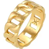 KUZZOI Ring Herren Chunky Chain Look Kette Gllieder 925 Silber Kuzzoi Gold