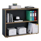 VCM Bücherregal "Holz Büro Regal Bücher Ordner Aktenregal Salia 2f", schwarz (anthrazit), B:100cm T:33cm, Regale, Bücherregal