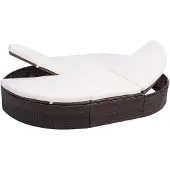 vidaXL Outdoor-Loungebett mit Kissen Poly Rattan Braun