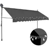 Super Merchant Einziehbare Markise Handbetrieben mit LED 350 cm Anthrazit