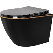 REA WC Schüssel Randlos Carlo Mini Duroplast Flat Black Gold Edge