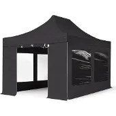 TOOLPORT 3x4,5m Aluminium Faltpavillon, inkl. 4 Seitenteile, schwarz