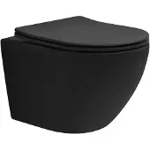LuxeBath Spülrandloses Hänge-WC mit Nano Beschichtung, Schwarz matt, kurz