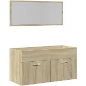 vidaXL 2-tlg. Badmöbel-Set Sonoma-Eiche Holzwerkstoff