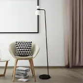 SFORZIN Stehleuchte Fifty, schwarz, Glas opalweiß, ausrichtbar