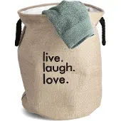 Zeller Wäschesack PRESENT "Natural", beige (natur), B:40cm H:50cm T:40cm Ø:40cm, Wäschesammler, Wäschesack, 2 praktische Griffe, natürliche Juteoptik
