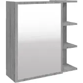 The Living Store Bad-Spiegelschrank Grau Sonoma 62,5x20,5x64 cm Holzwerkstoff