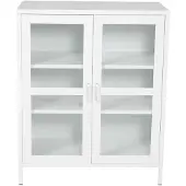 Venture Home Vitrine "Acero, Stauraumschrank, 2 Glas-Türen, Höhe 97 cm", weiß, B:80cm H:97cm T:43cm, Glas, Stahl, Schränke, Vitrine, Pulverbeschichtung, transparent, Silbergriff, modern