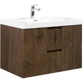 Badplaats Badezimmer Badmöbel-Set Thermis 80 cm – Dunkel Braun – Badezimmermöbel mit Waschbecken