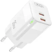 XO Ladegerät Datenkabel mit 2 USB-C Anschlüssen 35W Schnellladegerät in Weiß